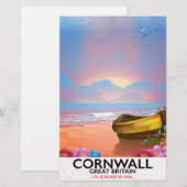 Cornwall Fischerboot Vintage Reiseplakat Briefpapier (Vorne/Hinten)