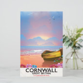 Cornwall Fischerboot Vintage Reiseplakat Briefpapier (Stehend Vorderseite)