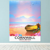 Cornwall Fischerboot Vintage Reiseplakat Leinwanddruck (Insitu (Holzboden))