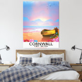 Cornwall Fischerboot Vintage Reiseplakat Leinwanddruck (Insitu (Schlafzimmer))