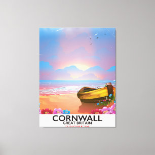 Cornwall Fischerboot Vintage Reiseplakat Leinwanddruck