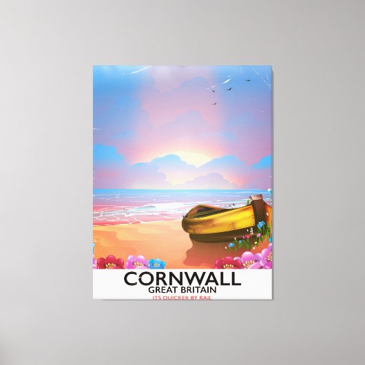 Cornwall Fischerboot Vintage Reiseplakat Leinwanddruck (Vorderseite)