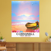 Cornwall Fischerboot Vintage Reiseplakat Leinwanddruck (Insitu (Wohnzimmer))
