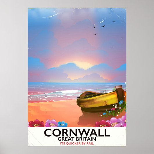 Cornwall Fischerboot Vintage Reiseplakat Poster (Vorne)