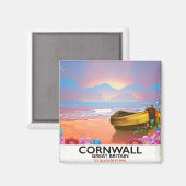 Cornwall-Fischerboot Vintage-Reiseposter Magnet (Vorderseite/Rückseite)