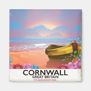 Cornwall-Fischerboot Vintage-Reiseposter Magnet