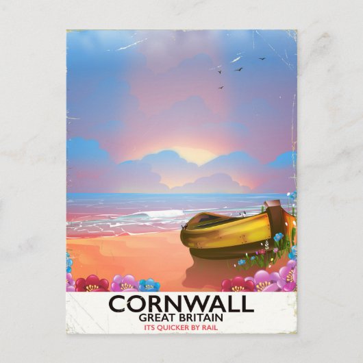 Cornwall-Fischerboot Vintage-Reiseposter Postkarte (Vorderseite)