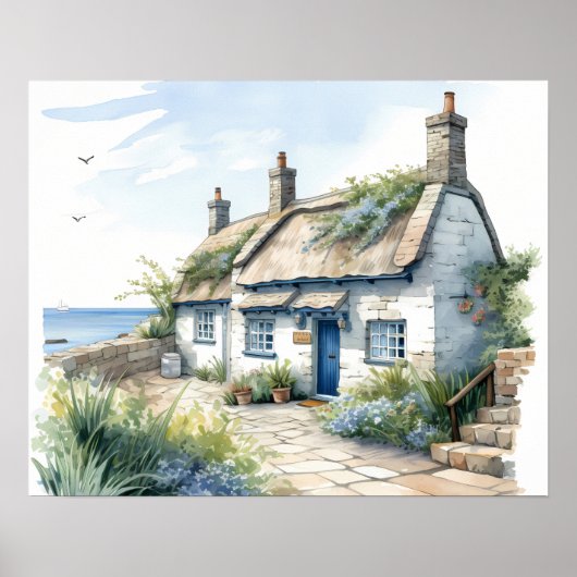 Cornwall Hütte an der Küste Poster (Vorne)