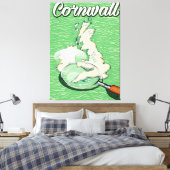 Cornwall Map Vintage Reiseplakat Leinwanddruck (Insitu (Schlafzimmer))