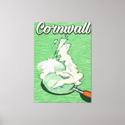Cornwall Map Vintage Reiseplakat Leinwanddruck (Vorderseite)