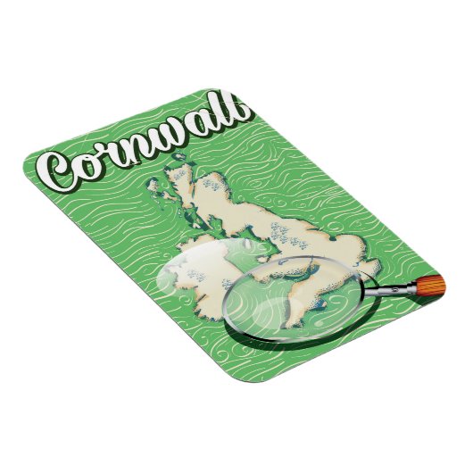 Cornwall Map Vintage Reiseplakat Magnet (Rechte Seite)