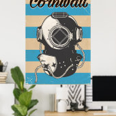 Cornwall Nautic Reiseplakat Poster (Heimbüro)