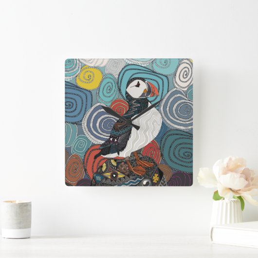 Cornwall-Puffsauer Quadratische Wanduhr (Zuhause)