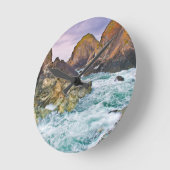 Cornwall Rocks Runde Wanduhr (Winkel)
