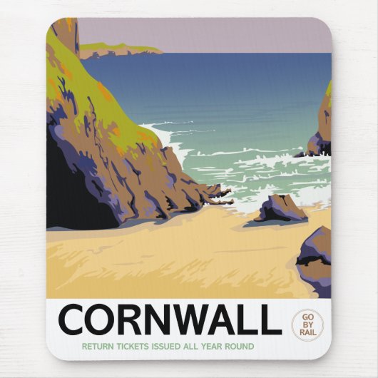 Cornwall Vintage-Reiseposter. Mousepad (Vorne)