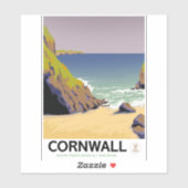 Cornwall Vintages Reiseplakat. Aufkleber (Blatt)