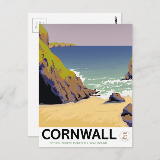 Cornwall Vintages Reiseplakat. Postkarte (Vorne/Hinten)