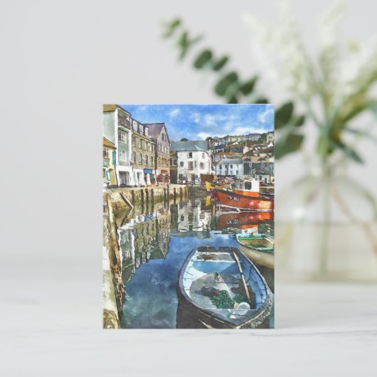 Cornwall Watercolor-Style Postkarte (Stehend Vorderseite)