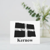 Cornwall Wave Flag mit Name in Cornish Postkarte (Stehend Vorderseite)