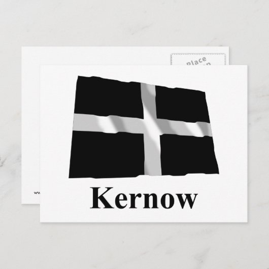Cornwall Wave Flag mit Name in Cornish Postkarte (Vorne/Hinten)