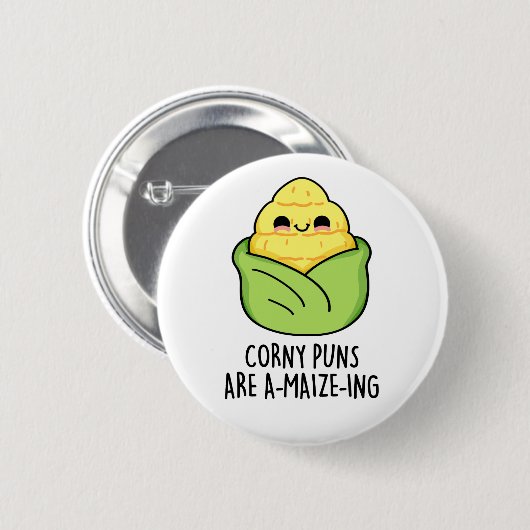 Corny Puns sind ein Mais-feiner Maispun Button (Vorne & Hinten)