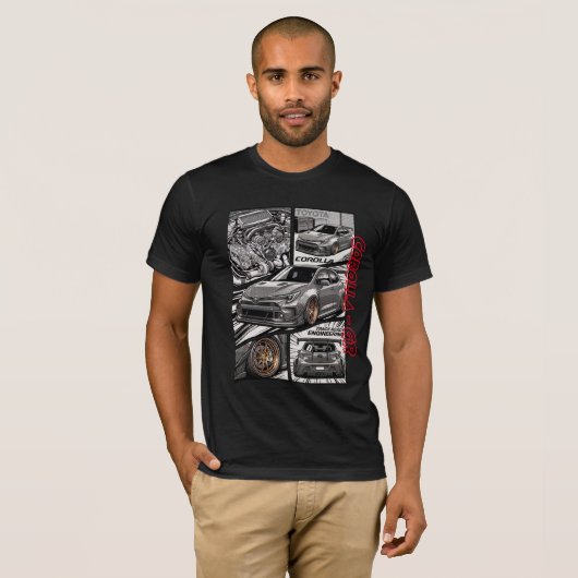 Corolla GR JDM Manga-Comic-Panel T-Shirt (Vorne ganz)