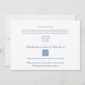 Corolla NC all-in-one QR code RSVP Blue Wedding Einladung (Rückseite)