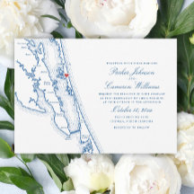 Corolla NC Map Elegant Navy Blue Wedding