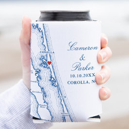 Corolla NC Map Elegant OBX Navy Blue Wedding Favor Dosenkühler