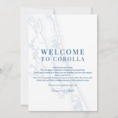 Corolla NC Map Wedding Welcome Itinerary Navy Blue Dankeskarte (Vorderseite)