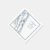 Corolla NC Outer Banks Map Navy Elegant Wedding Serviette (Ecke)