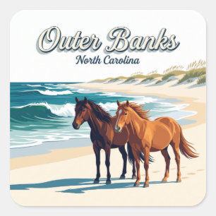 Corolla Wild Horse Beach North Carolina Quadratischer Aufkleber