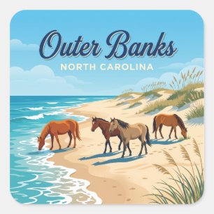 Corolla Wild Horse Beach North Carolina Quadratischer Aufkleber