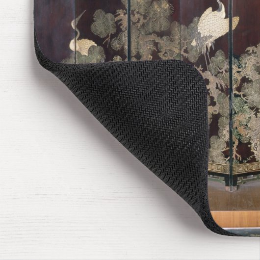 Coromandel Schirm, der Kräne darstellt Mousepad (Ecke)