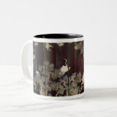 Coromandel Schirm, der Kräne darstellt Zweifarbige Tasse (Vorderseite Links)