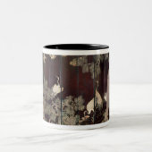 Coromandel Schirm, der Kräne darstellt Zweifarbige Tasse (Mittel)