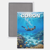 Coron Philippines Diver Magnet (Vorderseite/Rückseite)