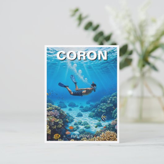 Coron Philippines Diver Postkarte (Stehend Vorderseite)