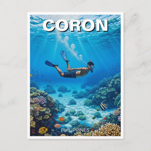 Coron Philippines Diver Postkarte (Vorderseite)