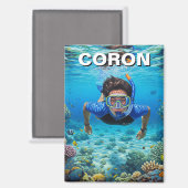 Coron Philippines Scuba Diver Magnet (Vorderseite/Rückseite)