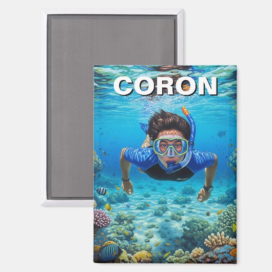 Coron Philippines Scuba Diver Magnet (Vorderseite/Rückseite)