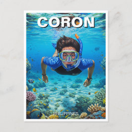 Coron Philippines Scuba Diver Postkarte