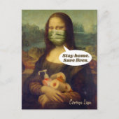 Corona Lisa (Mona Lisa) Bleibe Zuhause. Gerettet L Postkarte (Vorderseite)