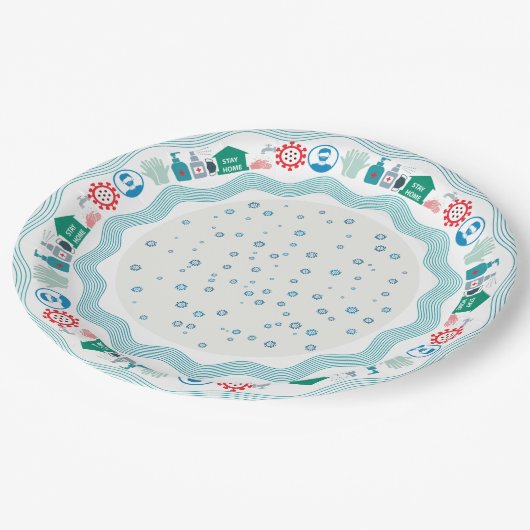 Corona-Virenschutz Pappteller (Schrägansicht)