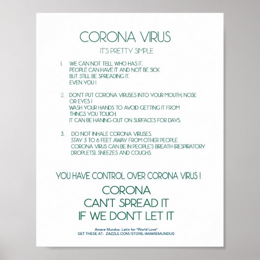 Corona Virus Facsheet sign poster workplace (Vorne)