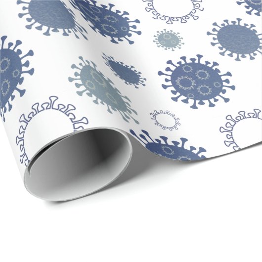 Corona-Virus-Muster COVID-19 Blue Green Geschenkpapier (Rolleneckpunkt)