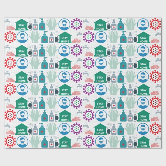 Corona Virus Protection Wrapping Paper Geschenkpapier (Flach)