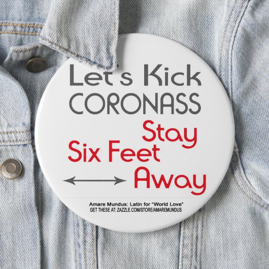 Corona-Virus-Sozialdistanzierung Signaltonposter-T Button (Beispiel)