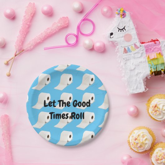 Corona Virus Toilette Roll Blue Pappteller (Party)