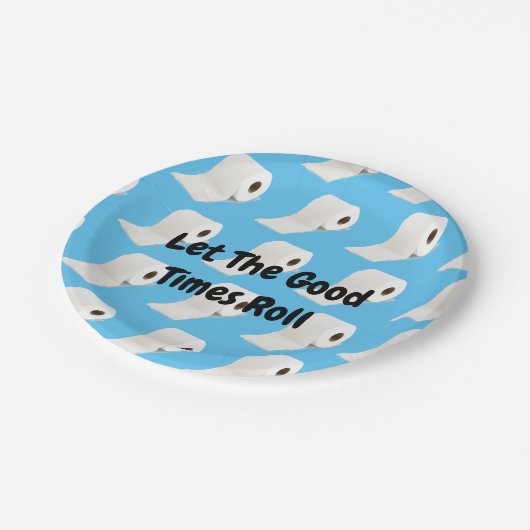 Corona Virus Toilette Roll Blue Pappteller (Schrägansicht)